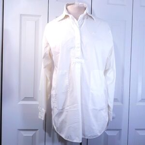 Adrienne Vittadine Oversized Shirt Long-Sleeve Pockets White Off Tunic S…